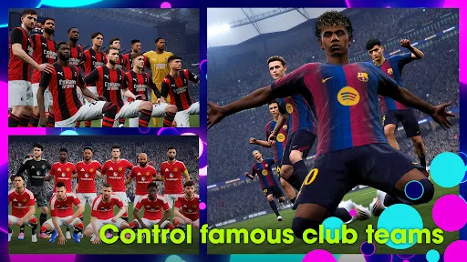 eFootball squad screens showing famous club teams and players